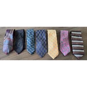 Georgio Armani Enrico Coveri lot of 7 Designer Vintage Silk Necktie Tie